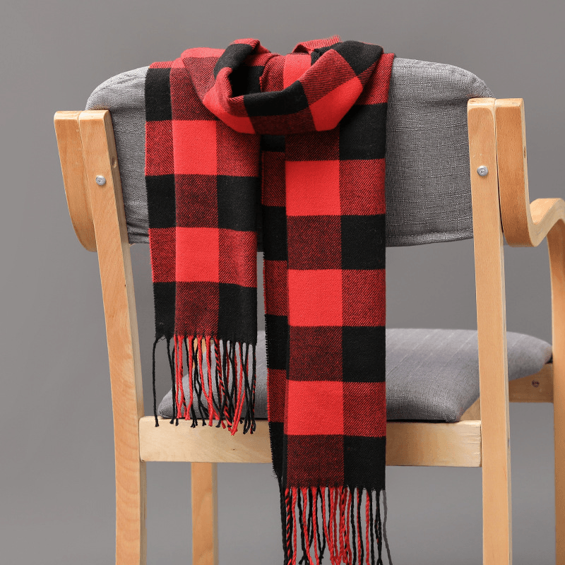 British Plaid Imitation Cashmere Tassels Couple Parent-Child Men'S Scarf - MRSLM