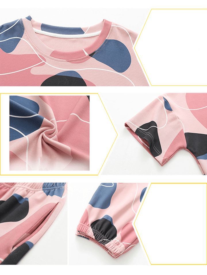 Summer Cute Printed Overhead Short Sleeve 2-Piece Pajama Set - MRSLM