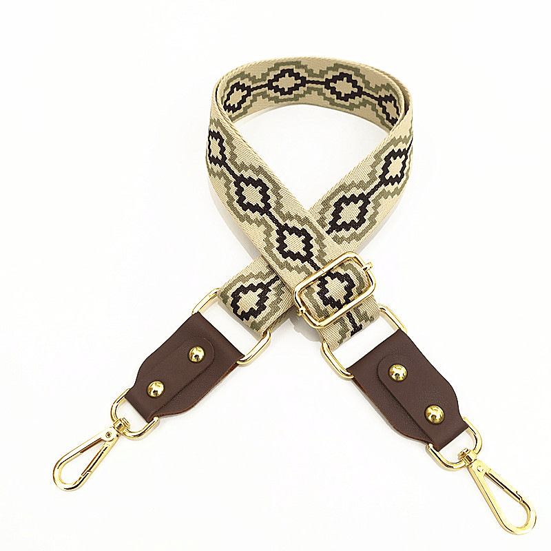 adjustable jacquard bag strap with leather, view 21 - MRSLM