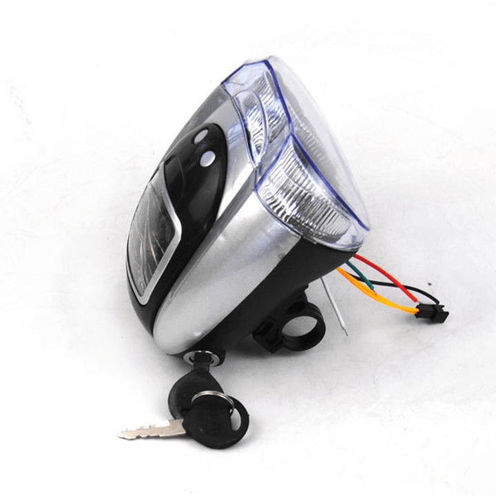 BIKIGHT 4 in 1 48V Electric Bike Power Display LED Light Dash Lamp Electric Door Lock Horn Power Display Instrument Headlight Meter Assembly Lamp with 2 Keys - MRSLM