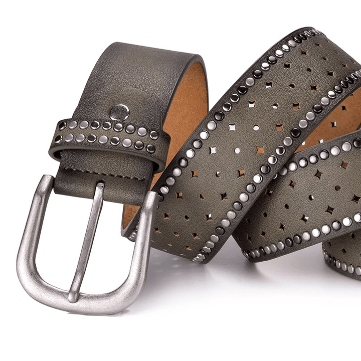 Rhinestone Rivet Alloy Pin Bucklea Fshion Casual with Jeans Belt - MRSLM