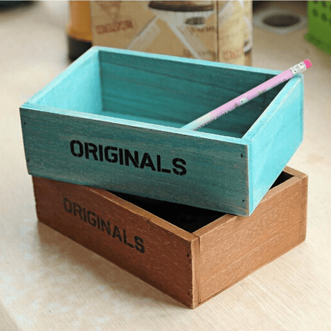 Rustic Antique Vintage Handmade Wooden Boxes/Crates Trugs Kitchen Storage Container - MRSLM