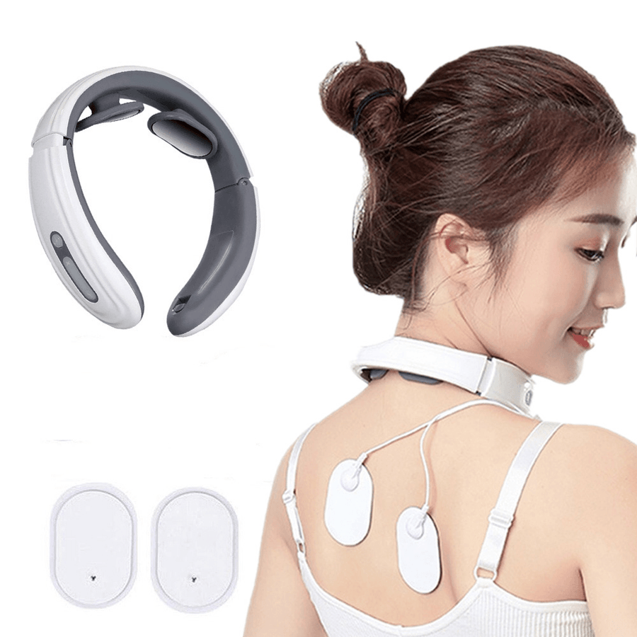JT-500 Electric Pulse Neck Massager Far Infrared Heating Cervical Vertebra Treatment Pain Relief Tool Health Care Relaxation Electric Massager - MRSLM