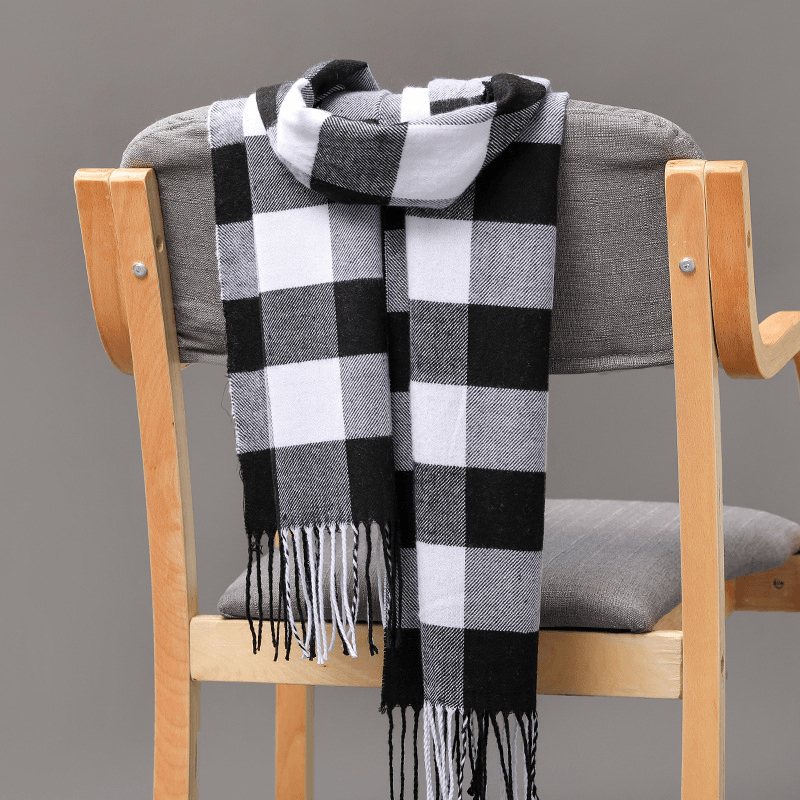 British Plaid Imitation Cashmere Tassels Couple Parent-Child Men'S Scarf - MRSLM