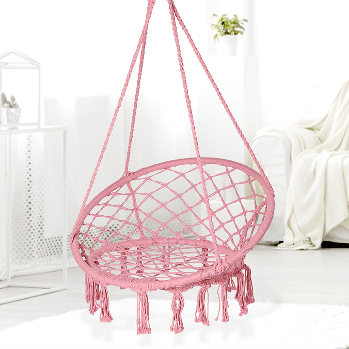 Cotton Metal Swing Seat Hanging Chair Hammock Max Load 240Kg for Outdoor Garden Camping - MRSLM