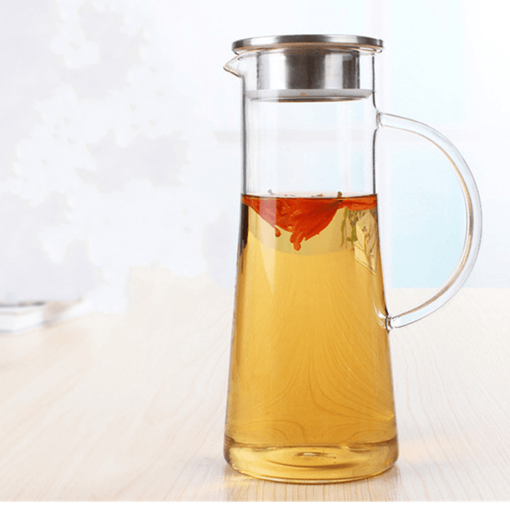 Glass Kettle Two-Way Outlet Water Jug Heat Resistant Transparent Tea Pot Stainless Steel Strainer - MRSLM