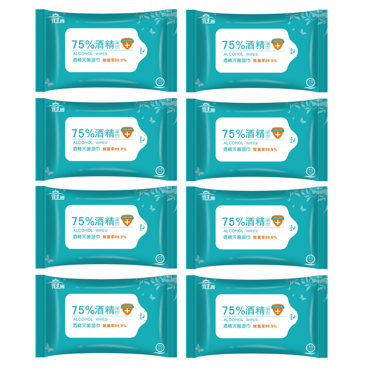 SHANGTAITAI 8 Packs of 10 Pcs 75% Medical Alcohol Wipes 99.9% Antibacterial Disinfection Cleaning Wet Wipes Disposable Wipes for Cleaning and Sterilization in Office Home School Swab - MRSLM