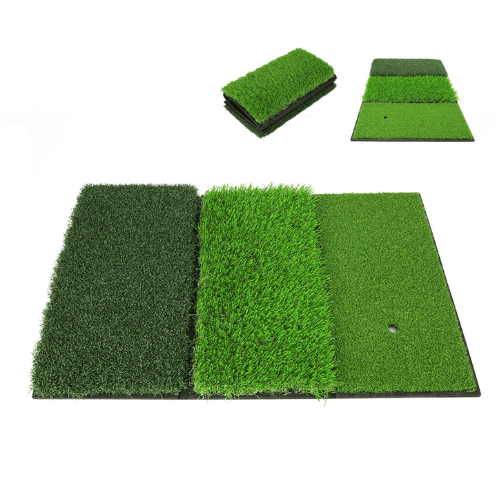 64*41CM 3-In-1 Golf Hitting Mat Multi-Function Tri-Turf Golf Practice Training for Chipping Practice Indoor/Outdoor Golf Training Tools - MRSLM