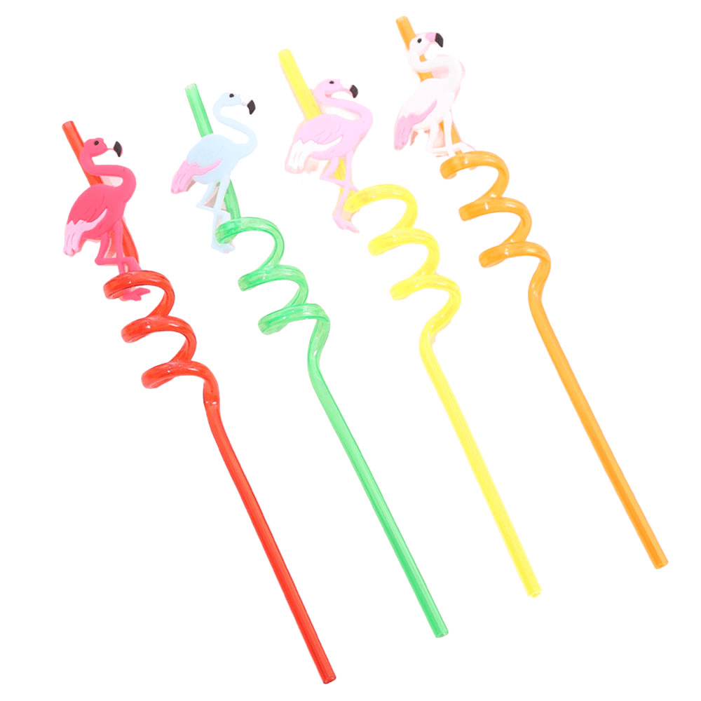 Kitchen Drinking Straw 4Pcs Creative Flamingo Straw Drink Straws Pvc Soft Cartoon Straws - MRSLM