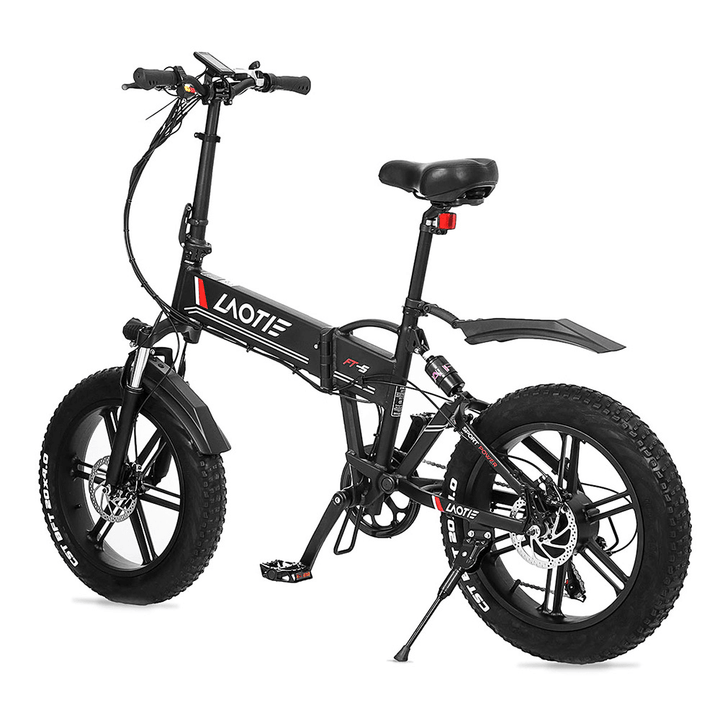 LAOTIE® FT5 20In Fat Tire 48V 10Ah 500W Folding Electric Moped Bike 35Km/H Top Speed 80-90Km Mileage E-Bike - MRSLM