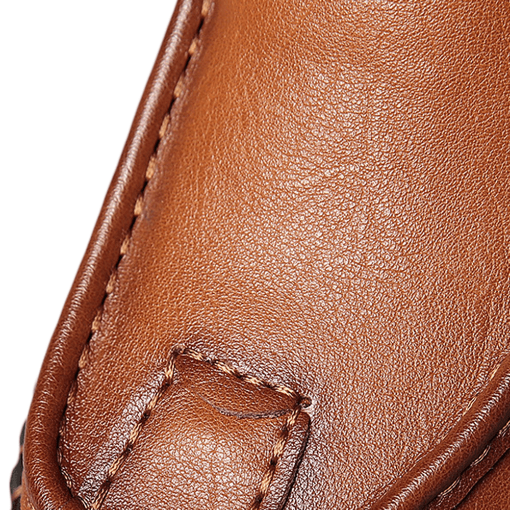 Men Spicing Cowhide Slip Resistant Soft Sole Business Loafers - MRSLM