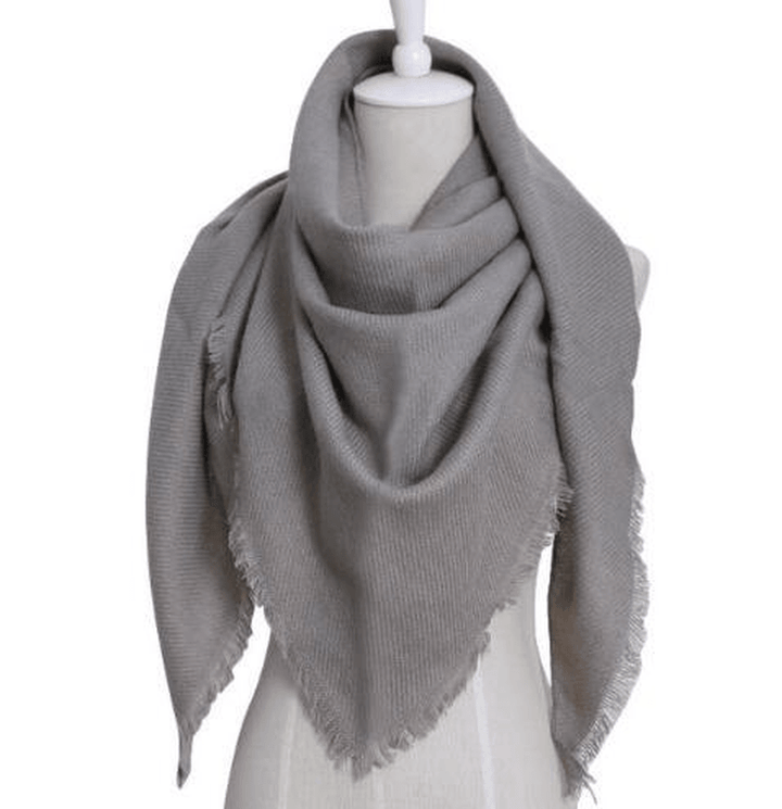 Pure Color Triangle Scarf Female Imitation Cashmere Warm Shawl - MRSLM