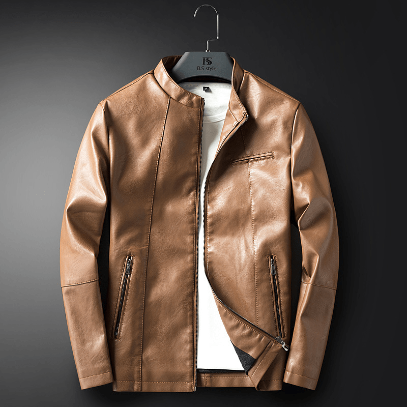 Men'S Leather New Product Korean Style Slim Youth Jacket - MRSLM