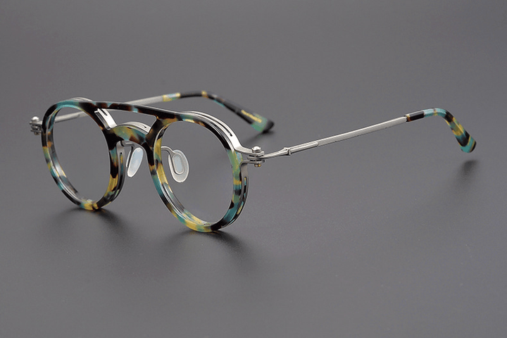 Personalized Couple Style Handmade Art round Myopia Glasses Full Frame Plate Tide - MRSLM