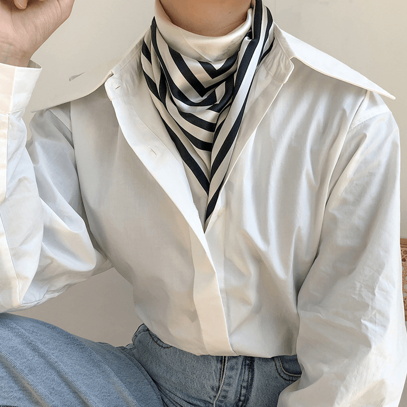 Fashion Simple Striped Silk Lady Scarf Shawl - MRSLM