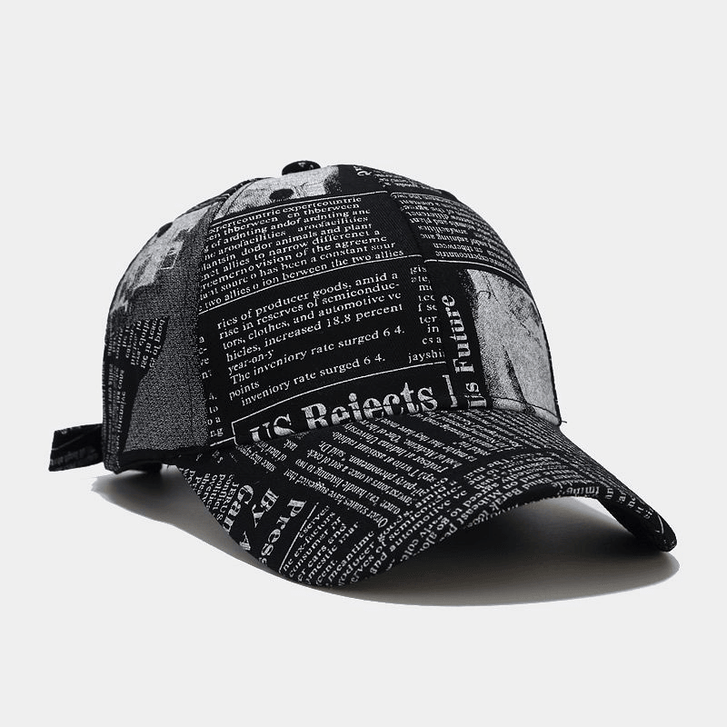 College Style Retro Newspaper Pattern Baseball Cap Men - MRSLM