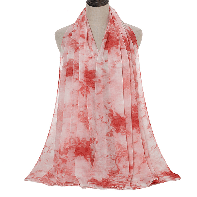 Tie-Dye Printed Pearl Chiffon Scarf Shawl - MRSLM