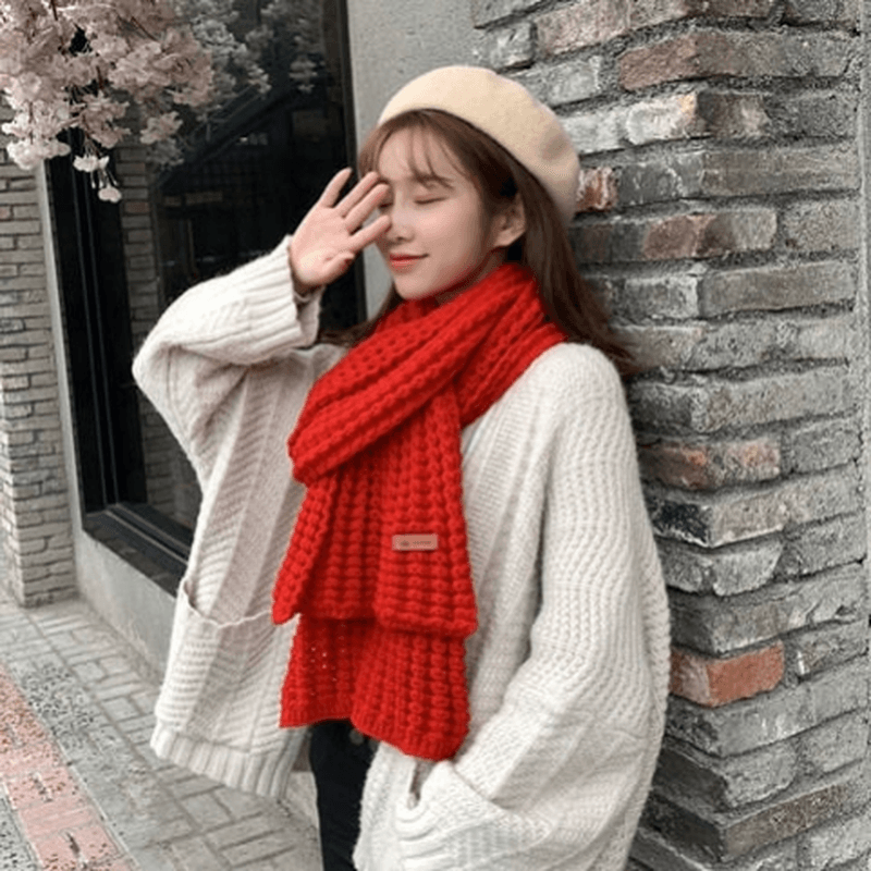 Scarf Women'S Winter Woolen Knitting Thickening to Keep Warm - MRSLM