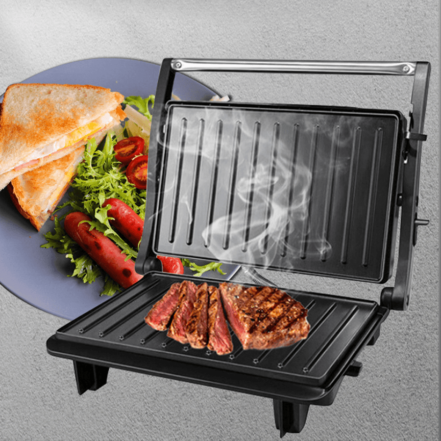 1000W Multi-Function BBQ Grilled Steak Machine LED Indicator Durable Breakfast Machine Double Heating Grilling Machine - MRSLM