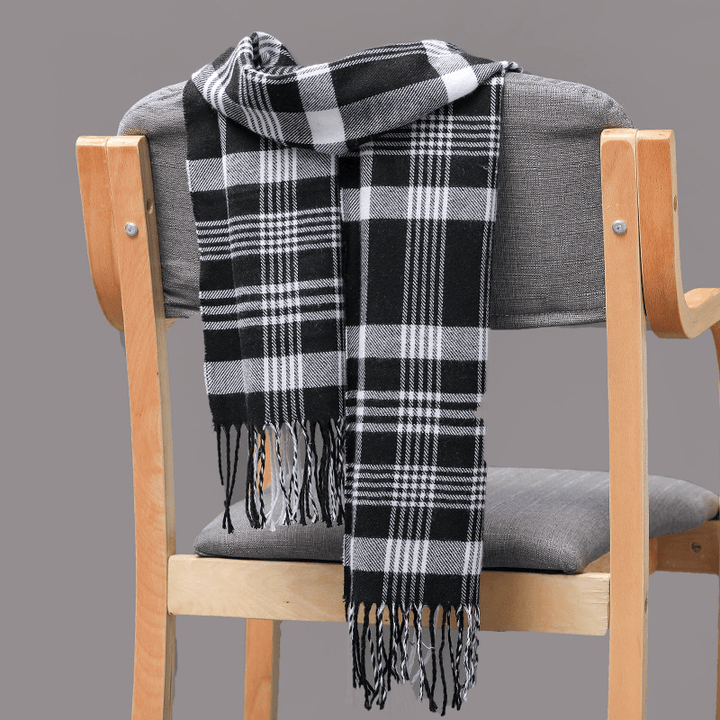 British Plaid Imitation Cashmere Tassels Couple Parent-Child Men'S Scarf - MRSLM