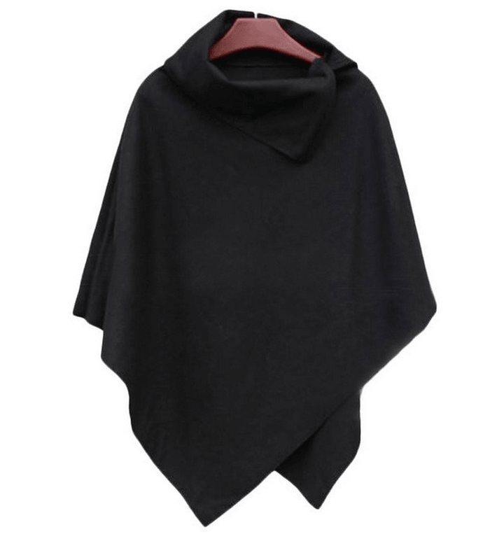 Fashion Collar Loose Irregular Hem Cape Coat Shawl - MRSLM