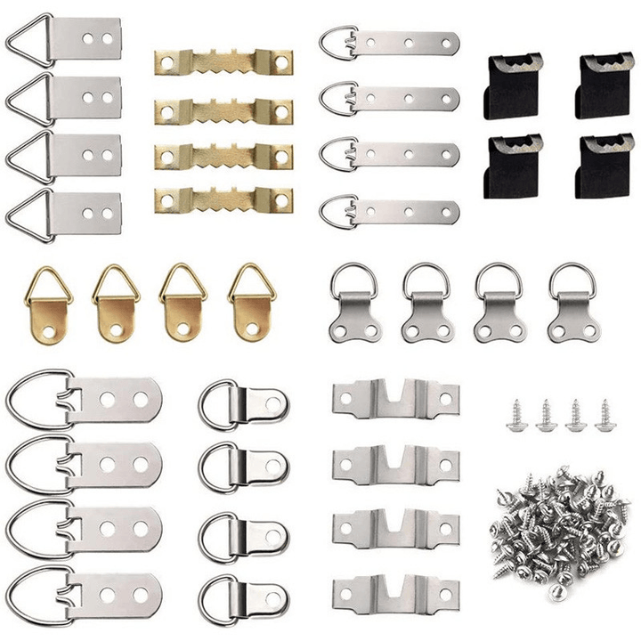96Pcs Photo Frame Hanging Hooks Kit 9 Models Picture Hanger Hooks with Screws for Office Family Photo Picture Painting Hanging - MRSLM