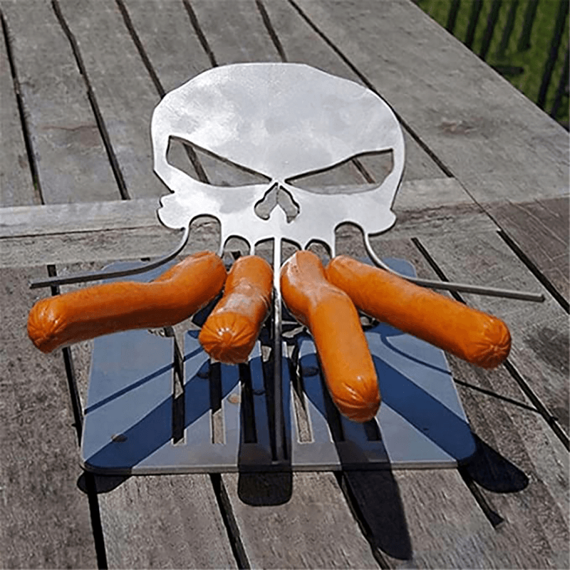 Creative Skeleton Barbecue Grill Foldable Barbecue Plate Funny Skull Shaped BBQ Fork for Outdoor Camping Bonfire Grill Barbecue - MRSLM
