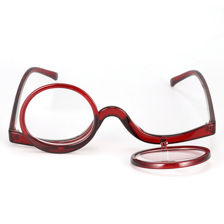 Unisex Flip-Up round Frame Reading Glasses Makeup Glasses - MRSLM