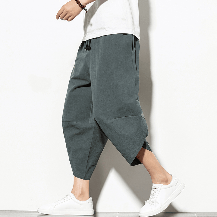 Summer New Loose Carrot Pants Harem Pants Casual Wide Leg Pants Loose Cotton Linen Chinese Style Men'S Pants - MRSLM