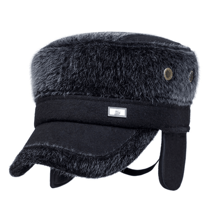 Unisex Imitation Mink Fur Earflap Ear Muffs Baseball Cap Adjustable Faux Fur Outdoor Military Hat - MRSLM