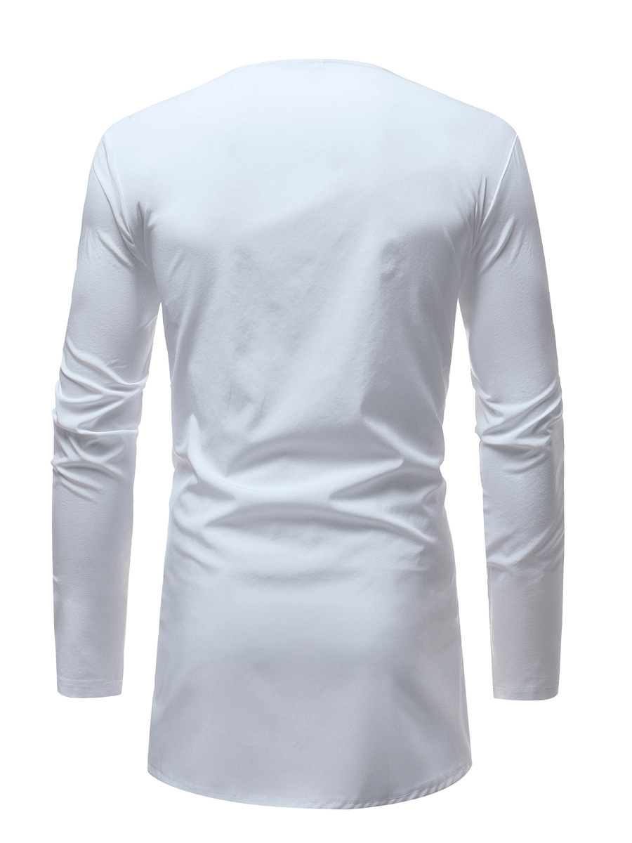 Printed round Neck Long Sleeve Pullover T-Shirt - MRSLM
