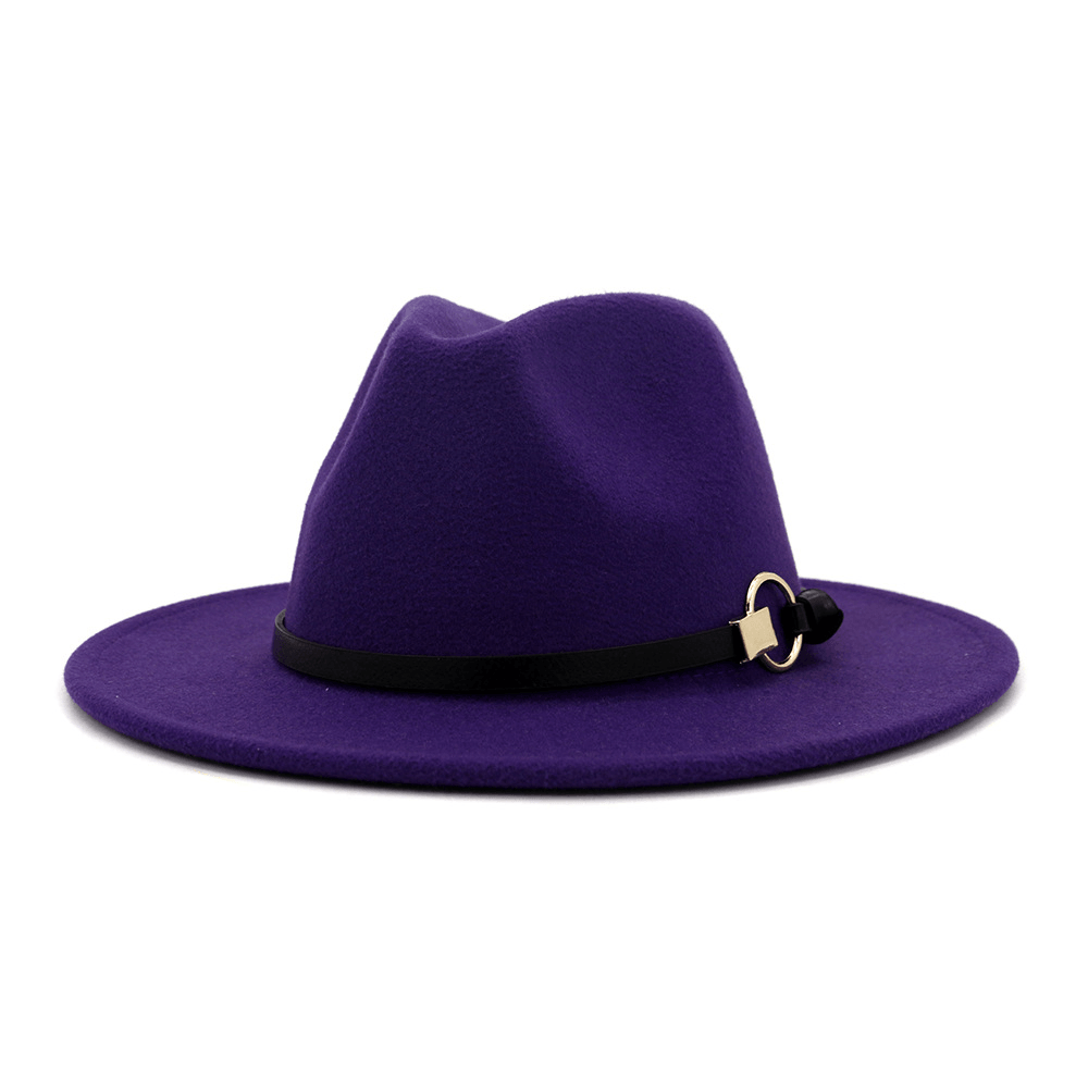 Simple Belt Flat Brim and Big Rim All-Match Jazz Hat - MRSLM