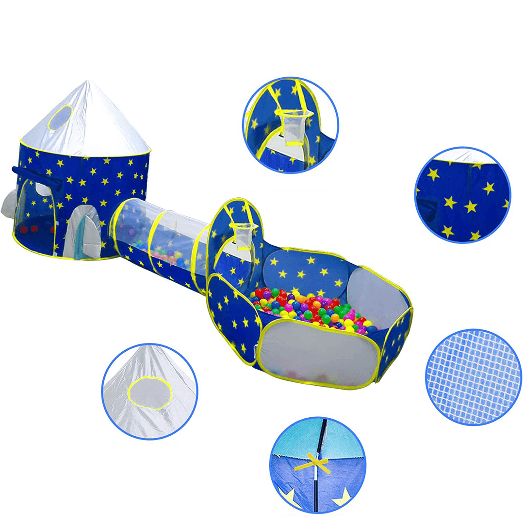 3-In-1 Kids Play Tent Crawling Tunnel Tent House Ball Pit Pool Children Game Gift - MRSLM