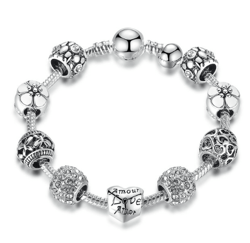 silver-plated charm bracelet, view 4 - MRSLM
