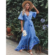 Bohemian V-neck long dress, view 2 - MRSLM