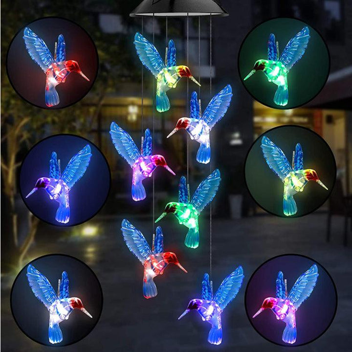 Outdoor Solar Wind Chime Lamp Hummingbird Butterfly Ball Wind Chime Garden Decoration - MRSLM