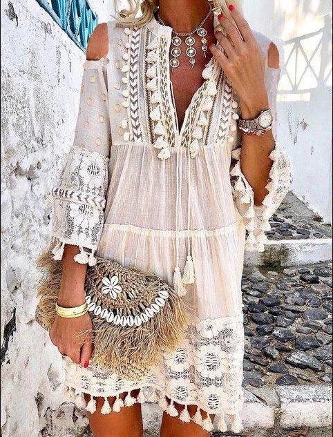 Lace fringed mid-length lace shirt - MRSLM