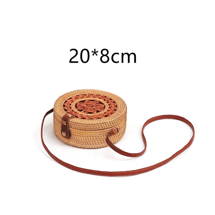 Natural PU small round straw bag - MRSLM