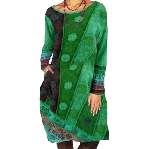 ethnic casual loose printed dress, view 2 - MRSLM