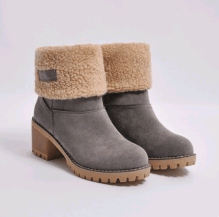 mid-tube thick heel suede snow boots, view 2 - MRSLM