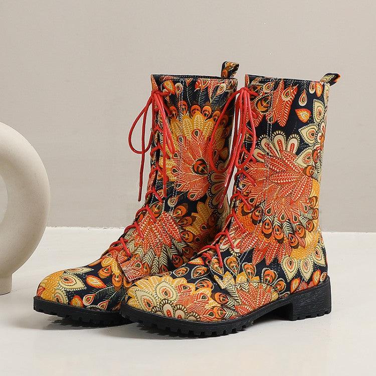 women's plus size floral short boots, view 3 - MRSLM