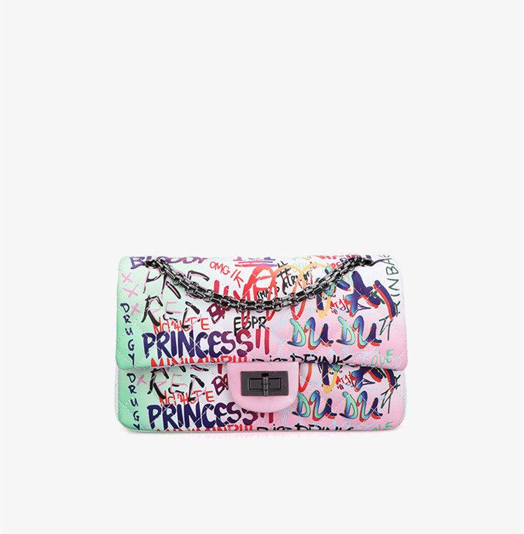 Graffiti alphabet rhombus chain bag - MRSLM