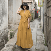 v-neck drawstring swing dress - MRSLM