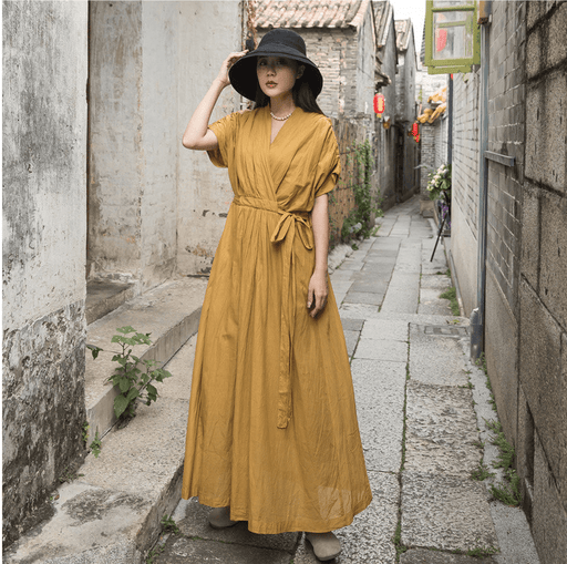 v-neck drawstring swing dress - MRSLM