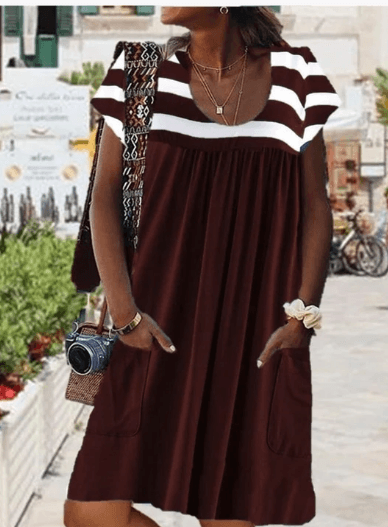 Striped short sleeve dress, view 3 - MRSLM