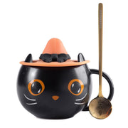 black ceramic cat mug, view 2 - MRSLM