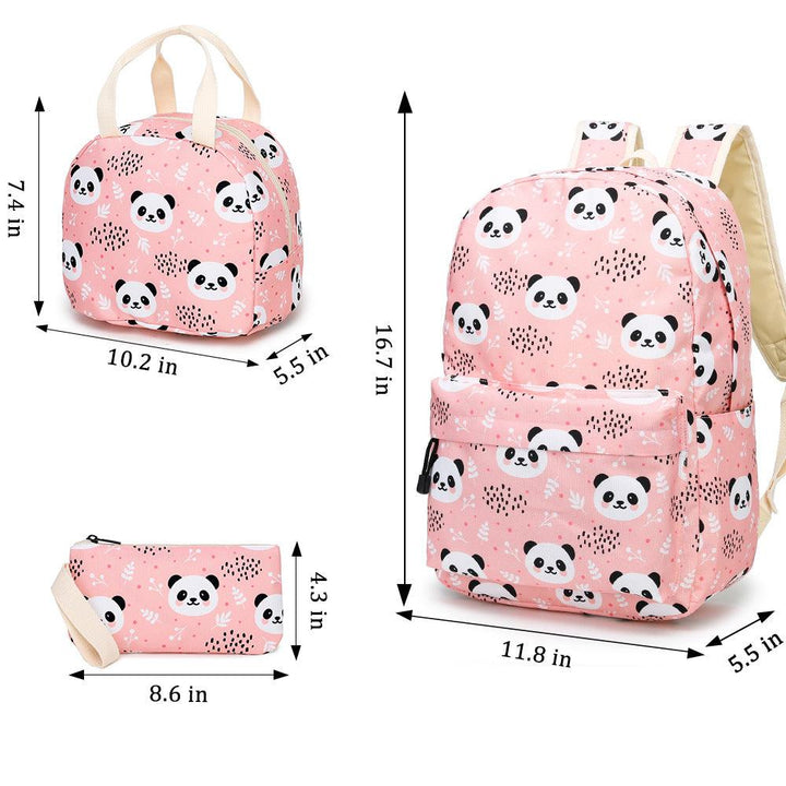 The New Panda Three-piece Set Primary School School Bag Children's Meal Bag Pen Bag - MRSLM