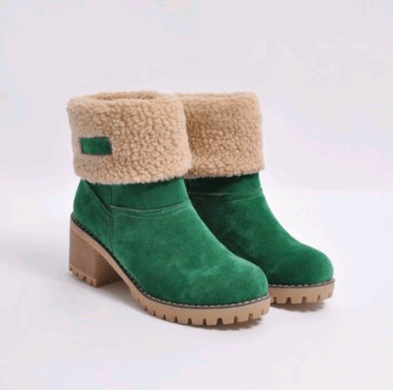 mid-tube thick heel suede snow boots, view 5 - MRSLM
