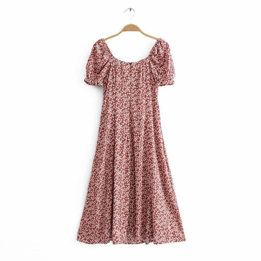 printed waist split dress, view 2 - MRSLM
