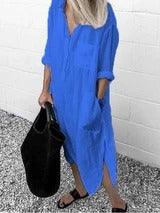 Elegant slit long shirt dress, view 3 - MRSLM